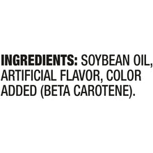 Ingredients list text: soybean oil, artificial flavor, color added (beta carotene)