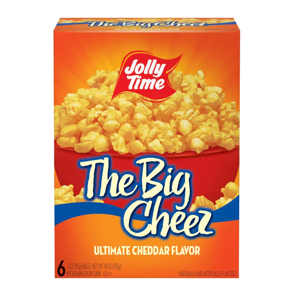 Jolly Time The Big Cheez Ultimate Cheddar Microwave Popcorn, 3 oz, 6 Ct. Gluten-Free, Non-GMO