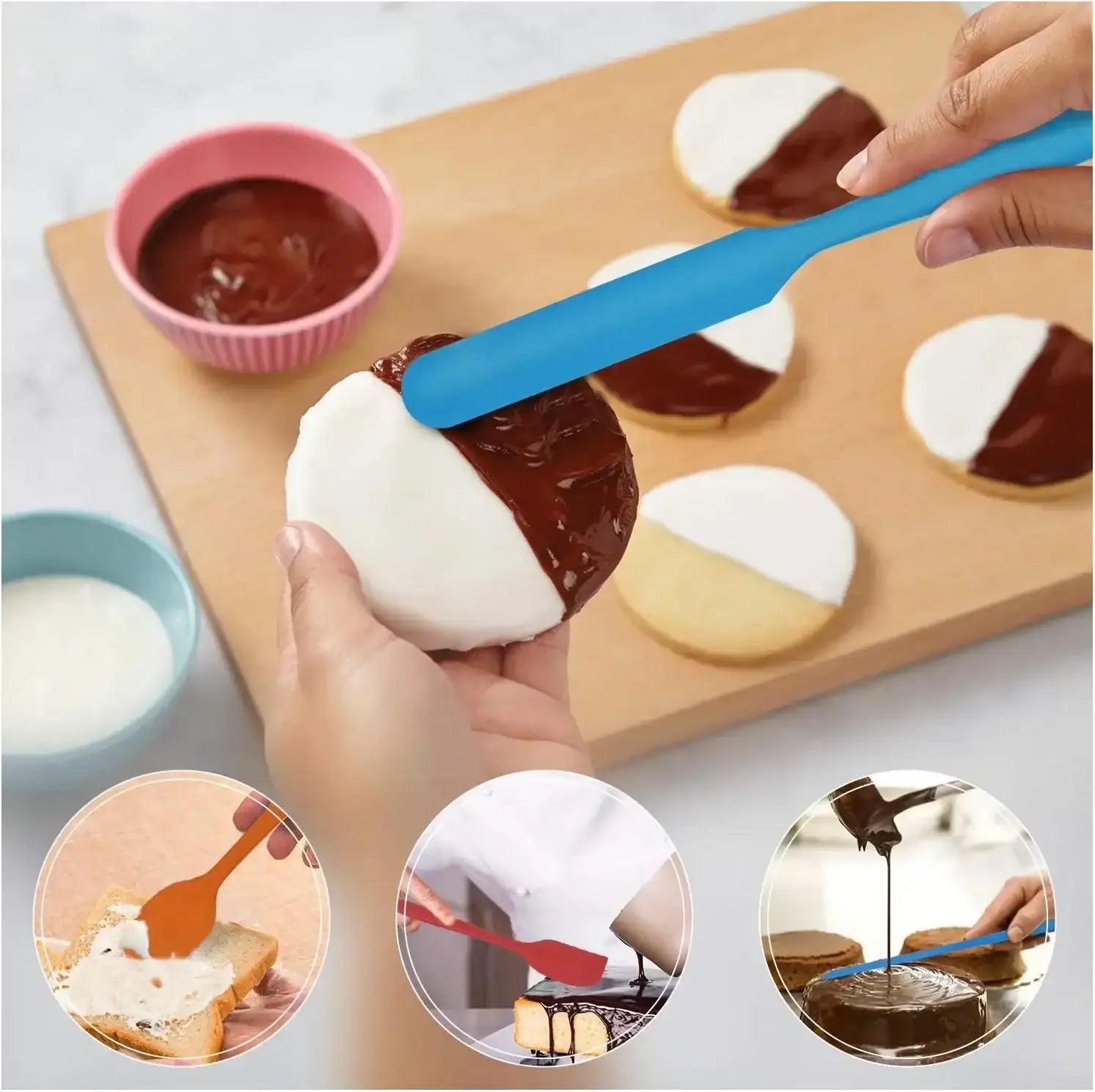 Food Grade Silicone Rubber Spatula Set for Baking, AOKIWO 5Pcs Cooking Utensil Set, High Heat Resistant Non Stick Dishwasher BPA-Free - USA MEGA SHOP