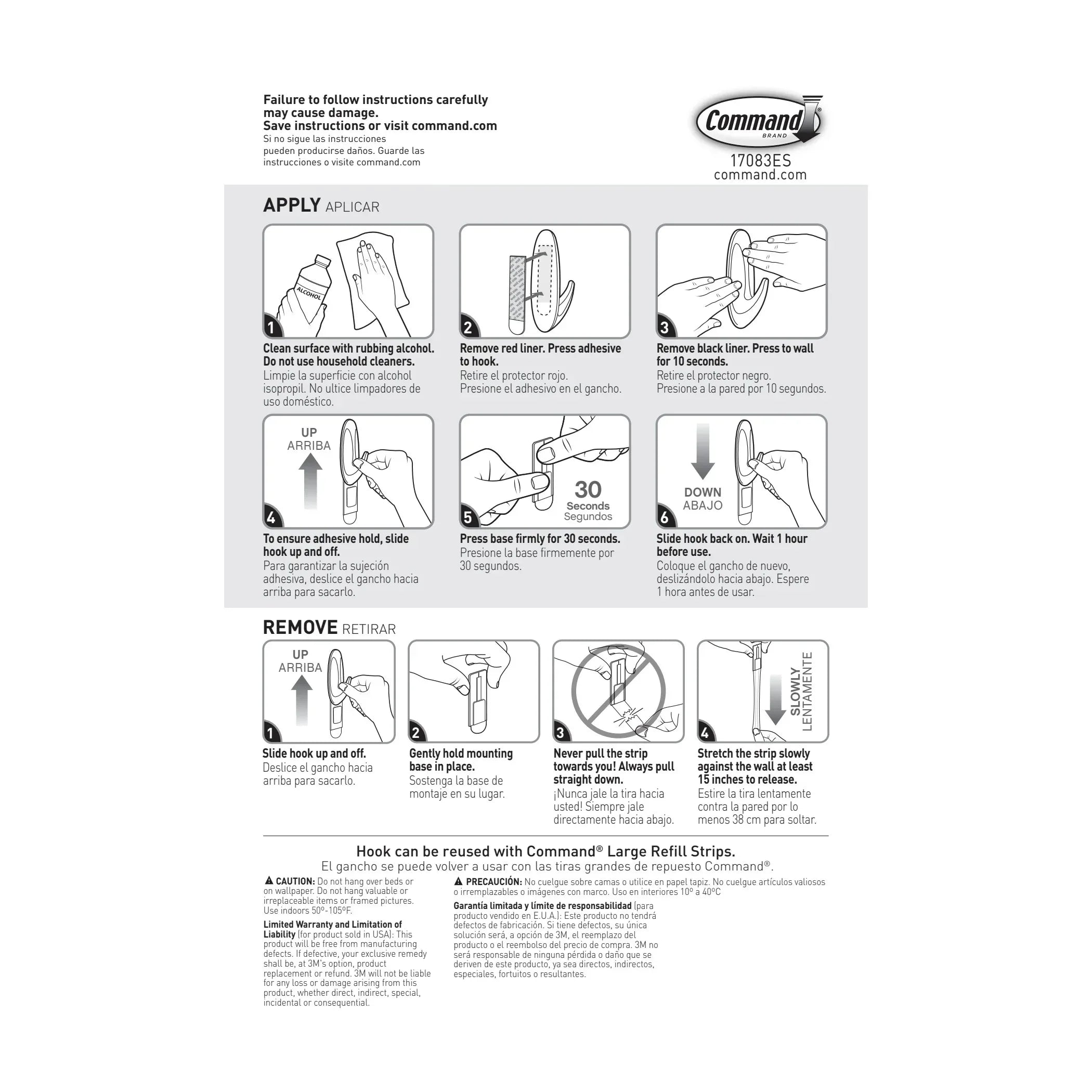 Command Designer Hooks, Large, White, 2 Hooks, 4 Strips, Holds 5 Lbs