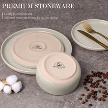 Speckled pale pink stoneware plates and bowls dinner set