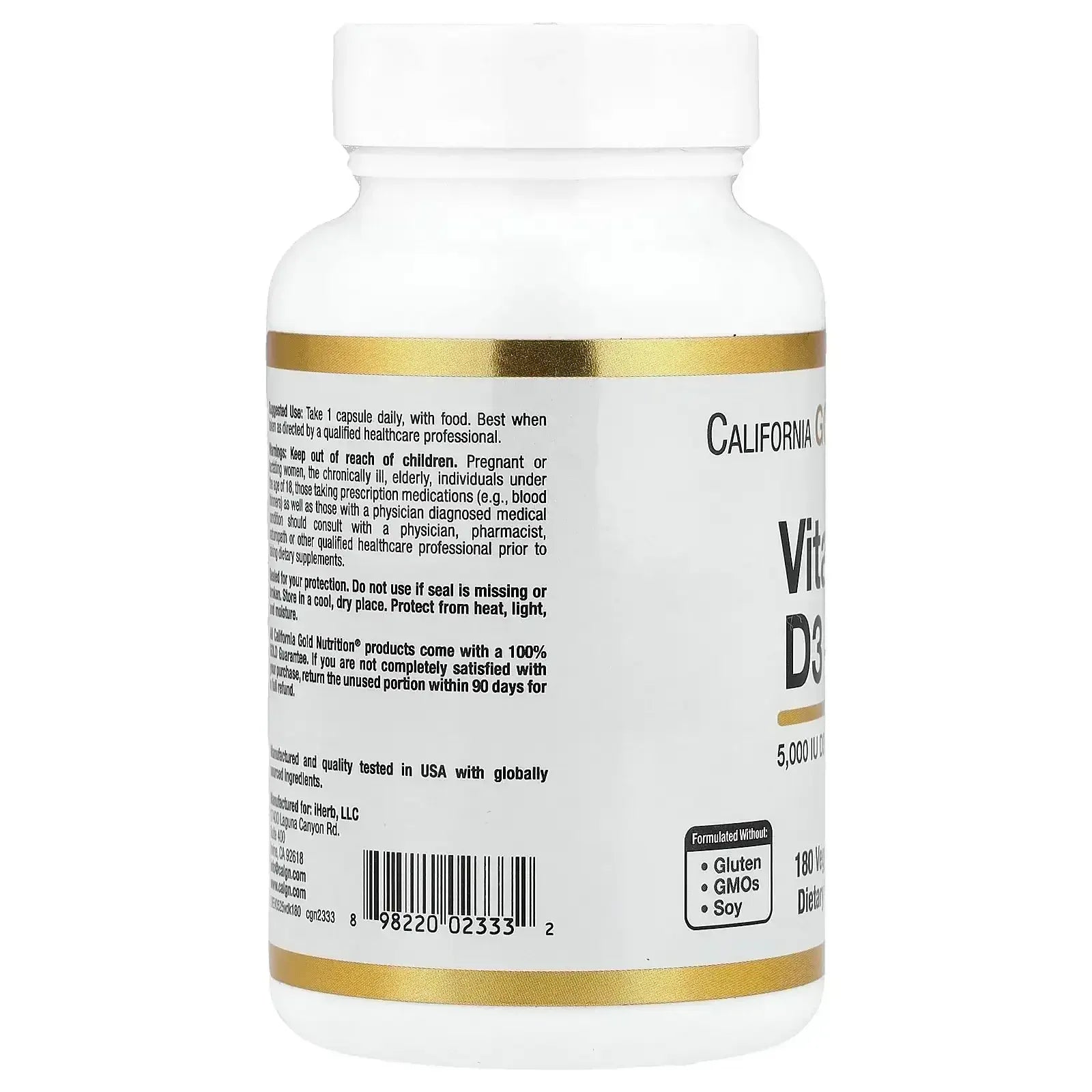 California Gold Nutrition, Vitamin D3 + K2 as MK-7, Veggie Capsules
