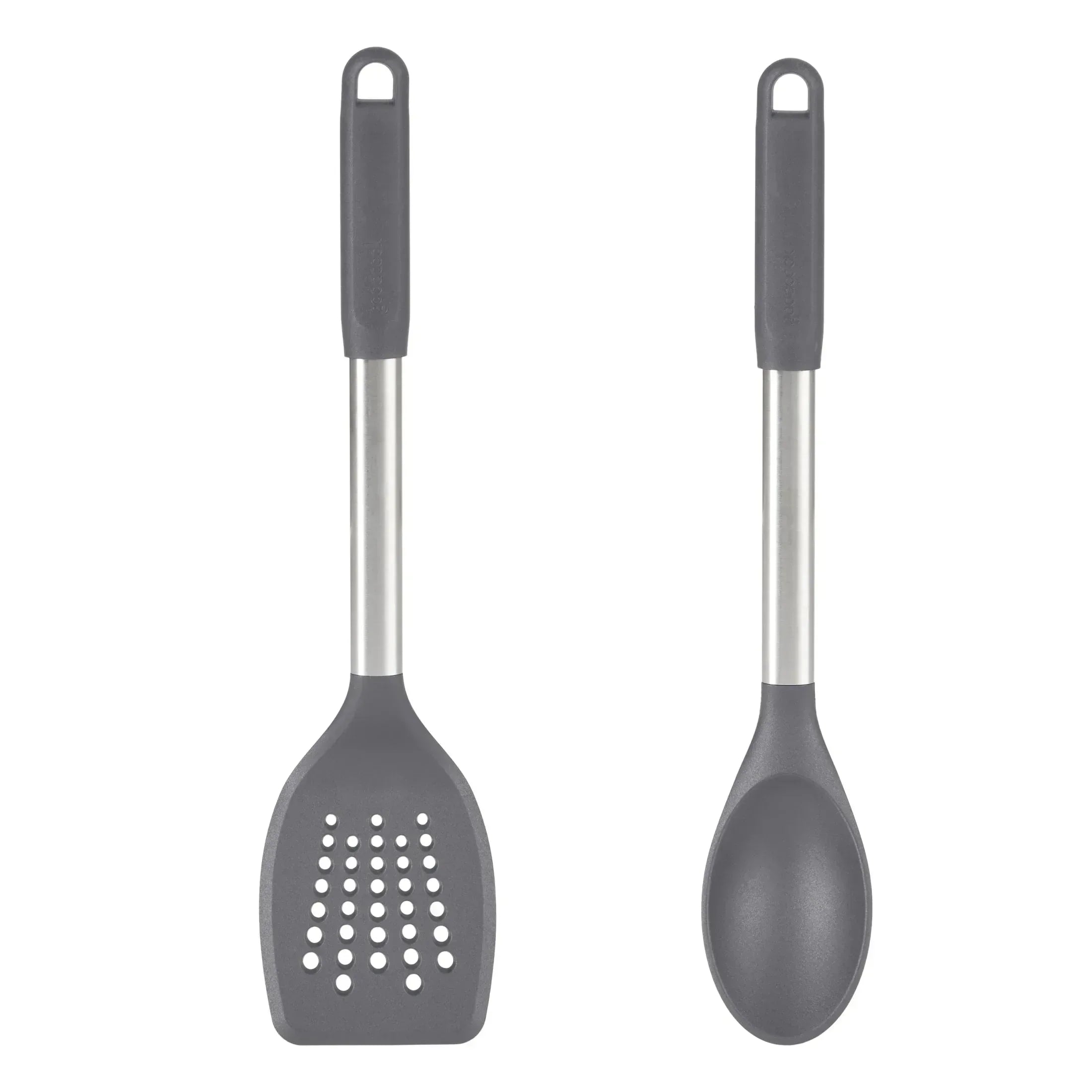 GoodCook Pro 2 Piece Turner & Spoon Set for Kitchen Cooking, Stainless Steel with Nylon Heads