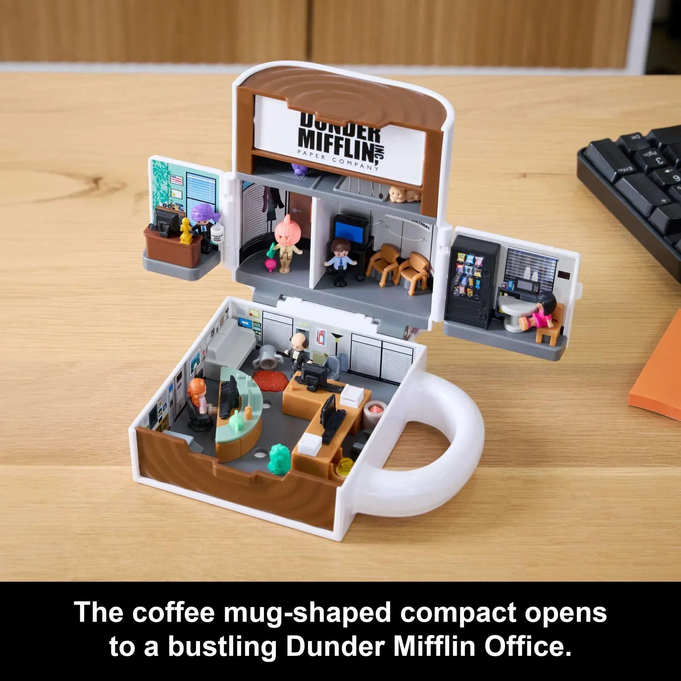 Polly Pocket x The Office Best Boss Mug Compact, Dunder Mifflin Character Set Collectible Toy - USA MEGA SHOP