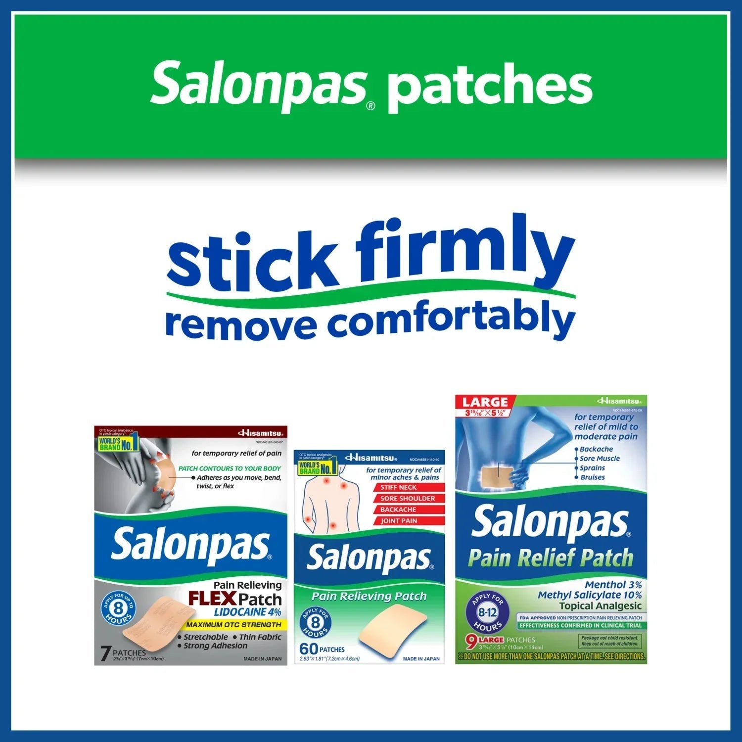 Salonpas Mild to Moderate Pain Relief Patch, Small, 20 Count