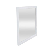 Small decorative wall mirror with white frame, angled view
