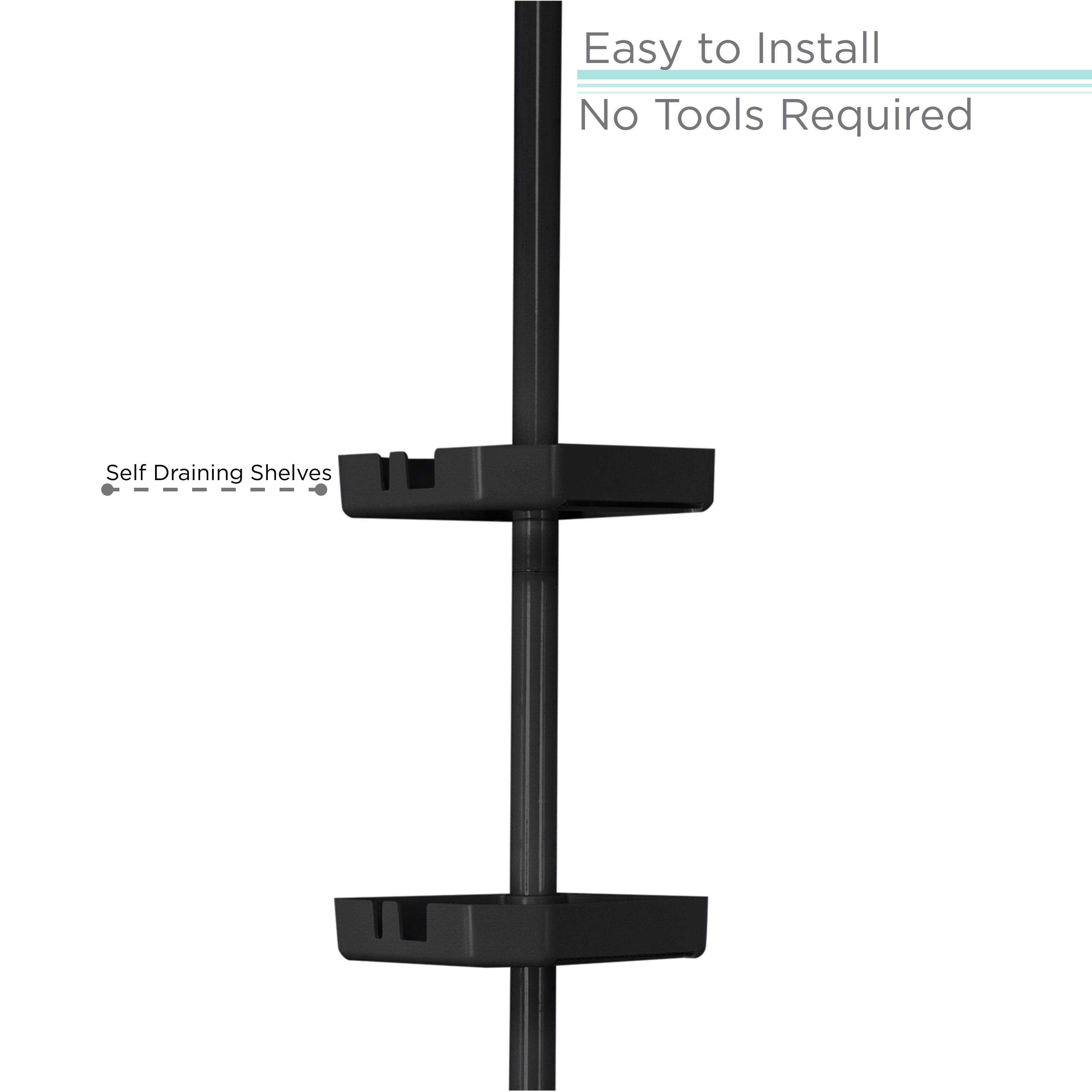 Bath Bliss 4 Shelf Tension Plastic Corner Shower Organizer Caddy in Matte Black
