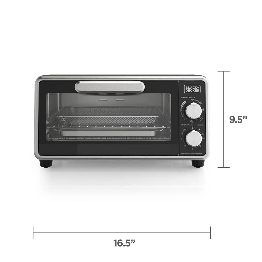 Black+Decker Crisp â€˜N Bake PRO Stainless Steel 4-Slice Air Fryer Toaster Oven - USA MEGA SHOP