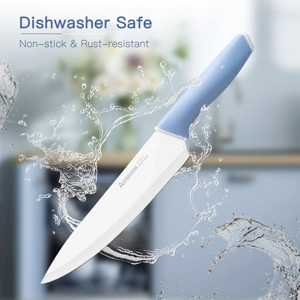 Astercook Knife Set, 14 Pieces Kitchen Knives Set with Healthy Anti-Rust Coating, Stainless Steel Knife Sets with Built-in Sharpener, Sharp & Rust Resistant Dishwasher Safe - USA MEGA SHOP