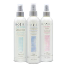 Set of three BioSilk For Dogs silk therapy spray bottles with assorted labels