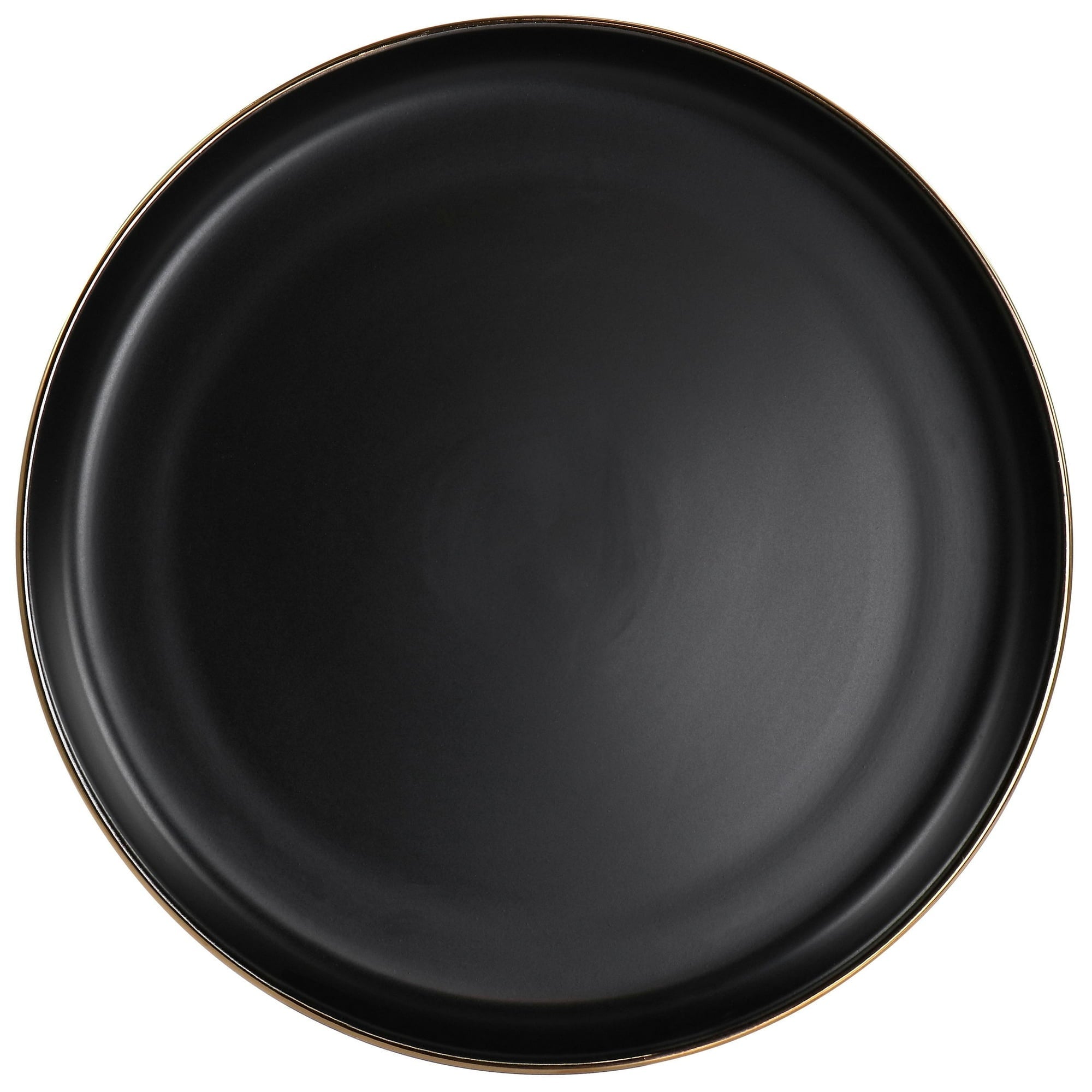 Elama Paul 6 Piece Stoneware Dinner Plate Set in Matt Black with Gold Rim