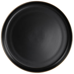 Elama Paul 6 Piece Stoneware Dinner Plate Set in Matt Black with Gold Rim