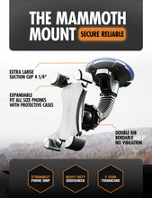 Phone mount with extra-large suction cup and double-ribbed gooseneck