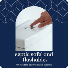 Hand pressing a white toilet paper sheet in a cushioned illustration.