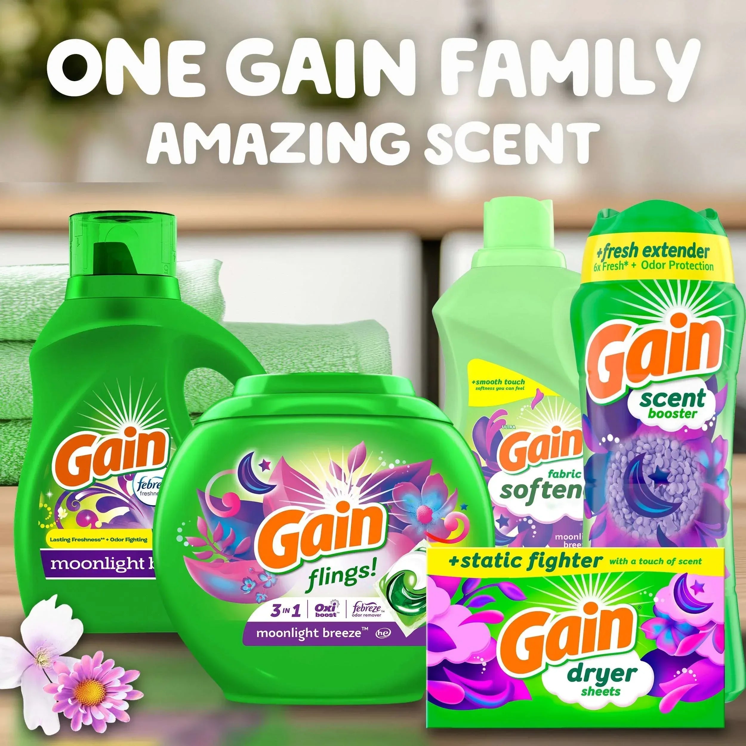 Gain Laundry Scent Beads, Fireworks In-Wash Scent Booster, Moonlgith Breeze Scent, 13.2oz