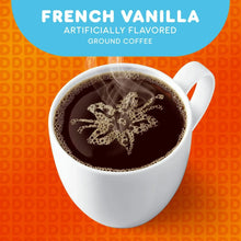 Cup of dark coffee with foam and vanilla swirl decoration