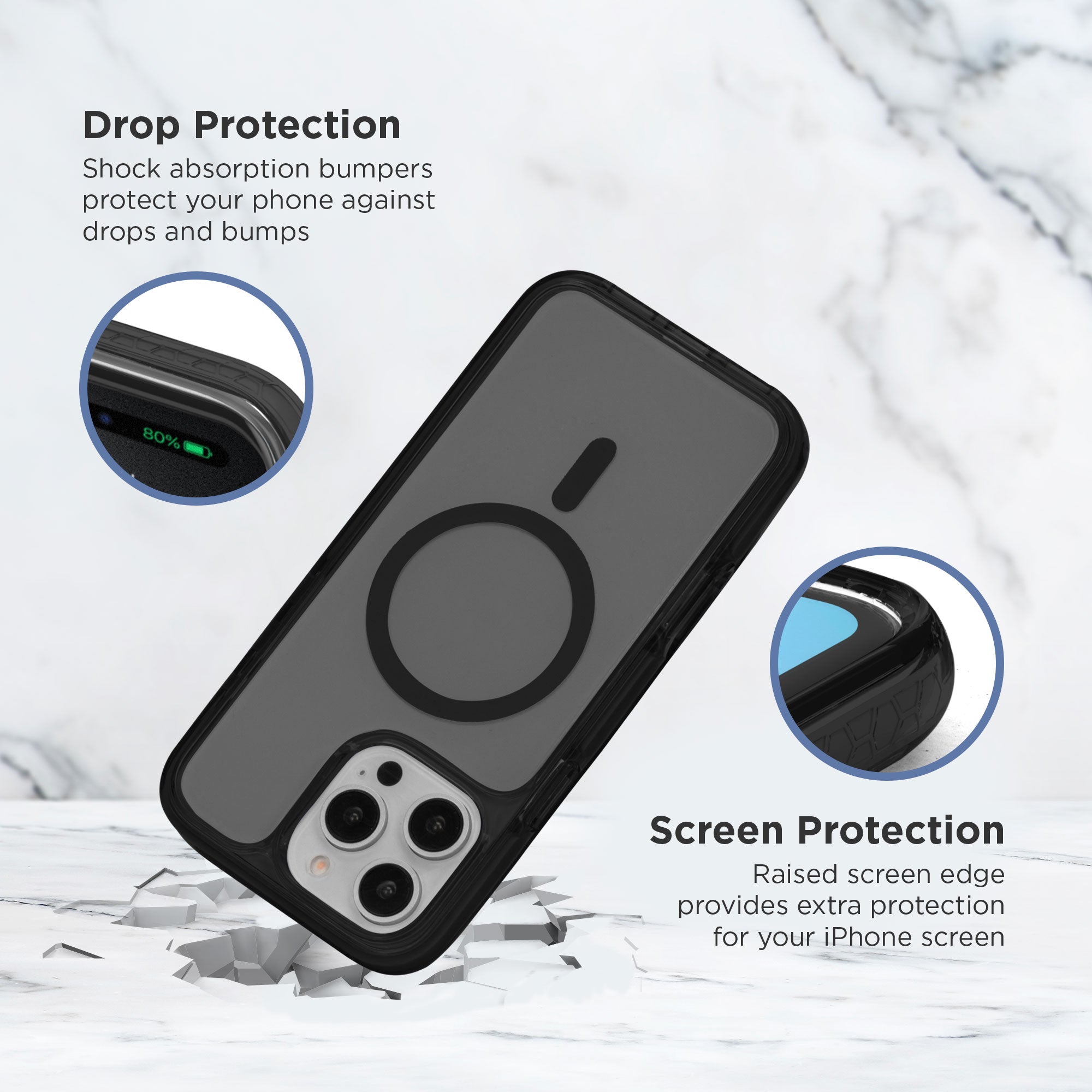 iHome Magnetic Velo Phone Case for iPhone 17/16 Pro, Black