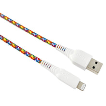 onn braided Lightning to USB-A cable, rainbow braid with Lightning and USB-A ends