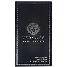 Versace Pour Homme Eau de Toilette box front, black with Medusa logo and label