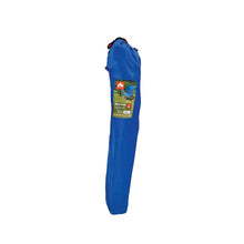 Blue fold-up storage bag for a mesh camping chair