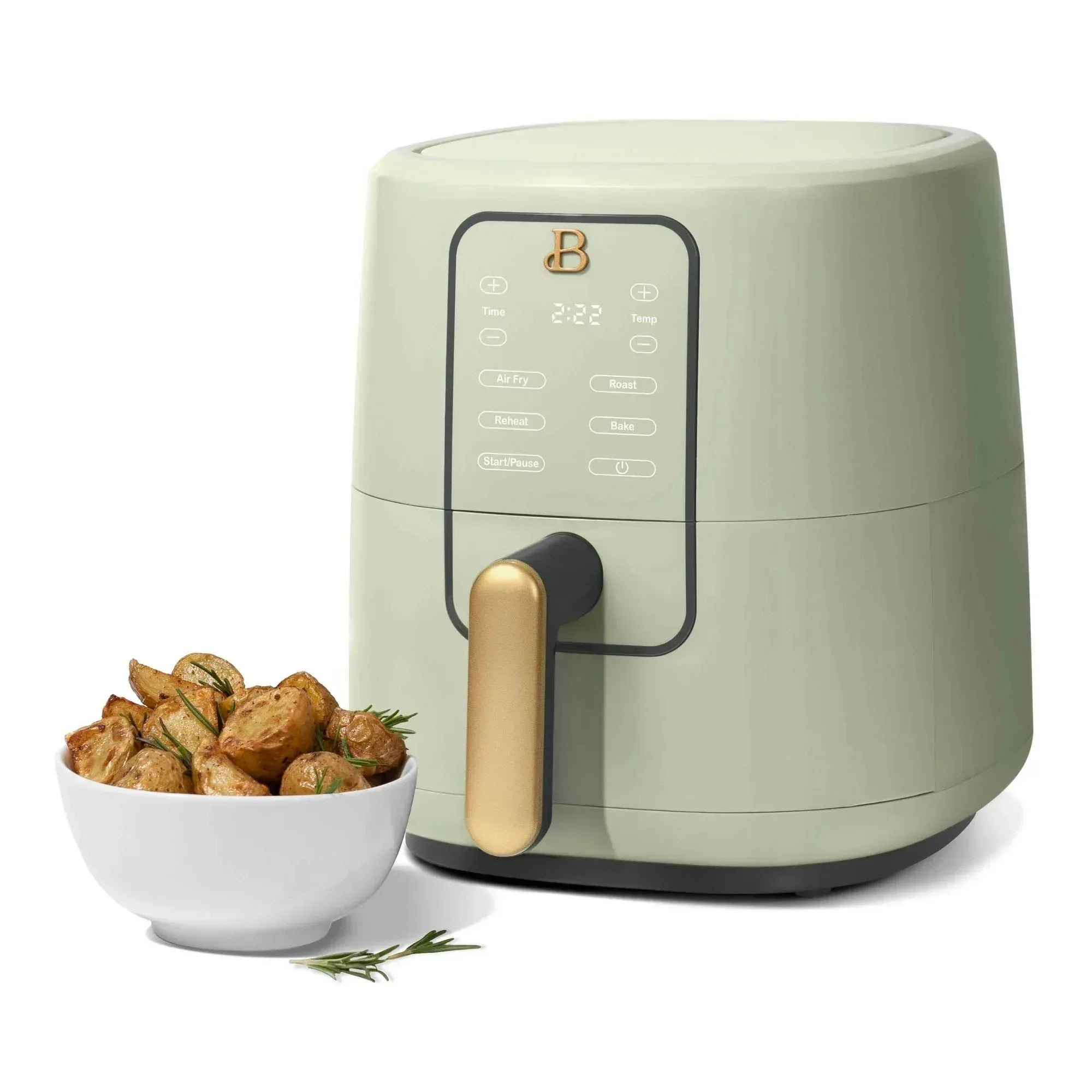 Beautiful 3 Qt Air Fryer with TurboCrisp Technology, EverGood Ceramic Nonstick Coating, Thyme Green by Drew Barrymore