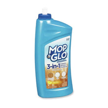 Blue floor cleaning polish bottle with white cap, front label