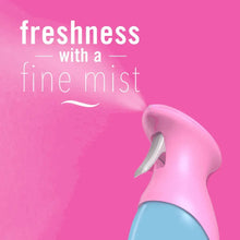 Febreze Air Mist spray bottle, pink trigger head and blue mist tank