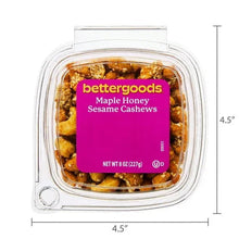 Maple honey sesame cashews container front with maroon label