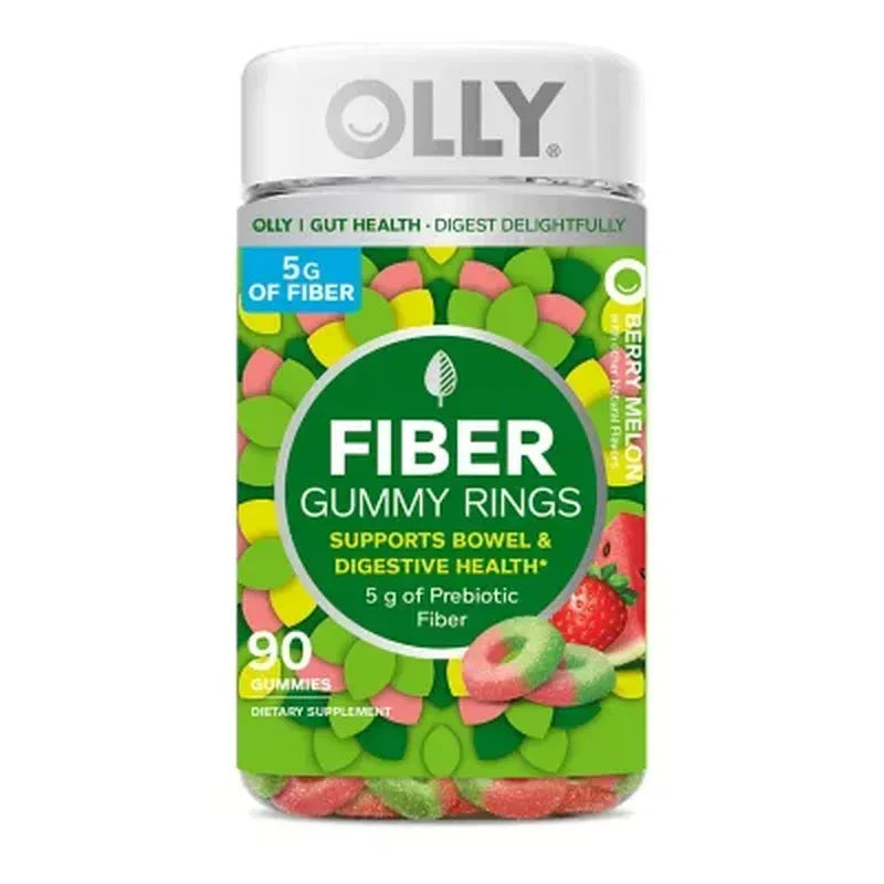 OLLY Fiber Gummy Rings 5G Prebiotic Fiber, Strawberry Watermelon (90 Ct.)