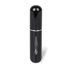 Refillable perfume atomizer bottle, black matte finish, flip-top sprayer
