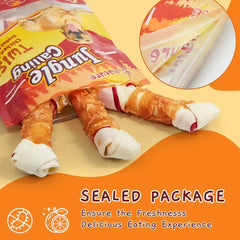 Jungle Calling Chicken Wrap Knotted Bones Dog Chews, Long Lasting for Large Dogs Training Treats
