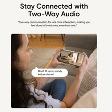 Indoor security camera two-way audio promotional graphic