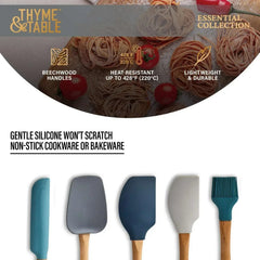 Thyme & Table 5-Piece Silicone Kitchen Utensil Set with Beechwood Handles