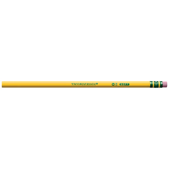 Ticonderoga Wood Pencils, Unsharpened, #2HB .3 mm Lead, Yellow, 12 Count