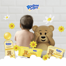 Baby wipes refill pack, yellow pouch with teddy bear and Chamomile & Aloe Vera text