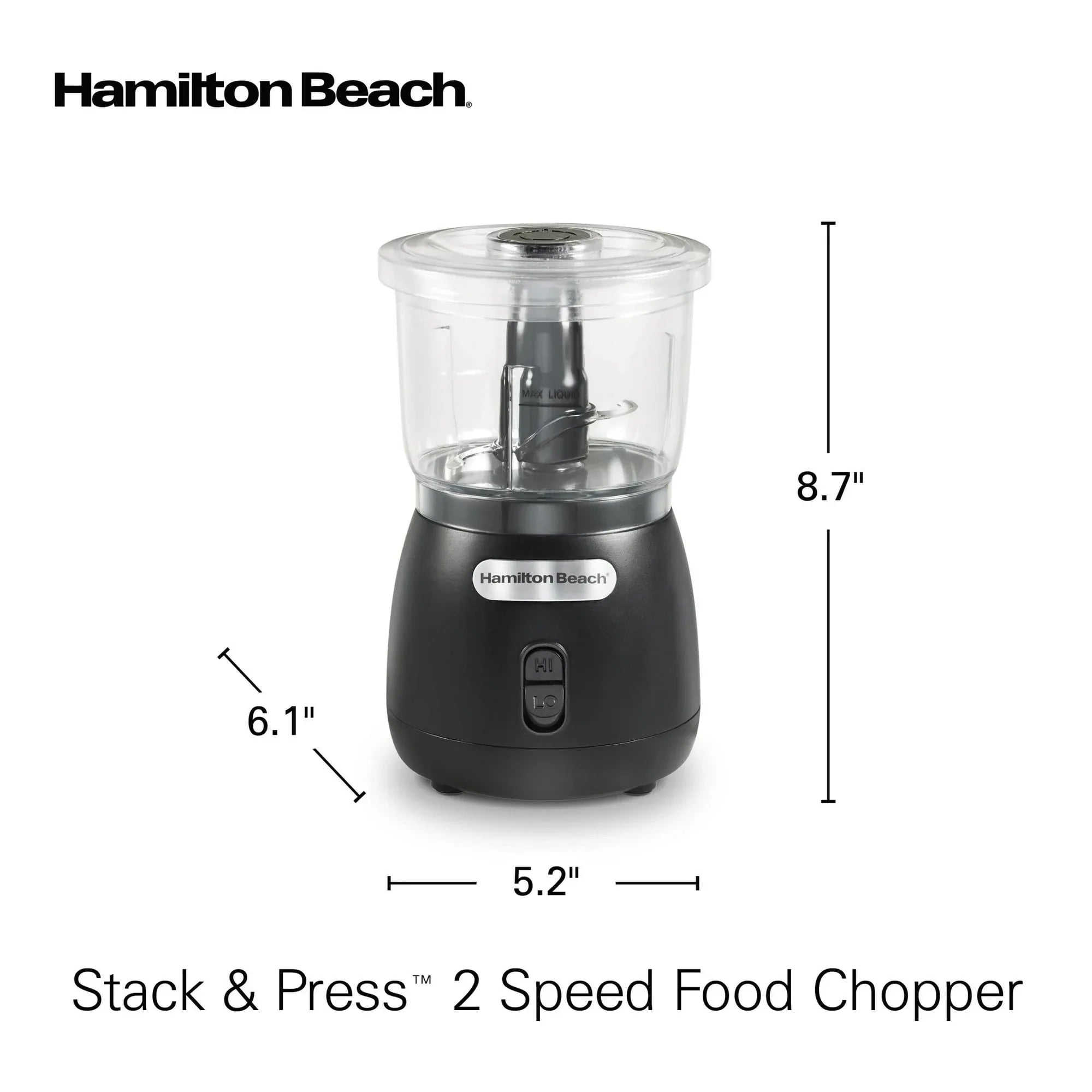 Hamilton Beach Stack & Press 2 Speed Food Chopper & Mini Food Processor, 3-Cup, Black - USA MEGA SHOP