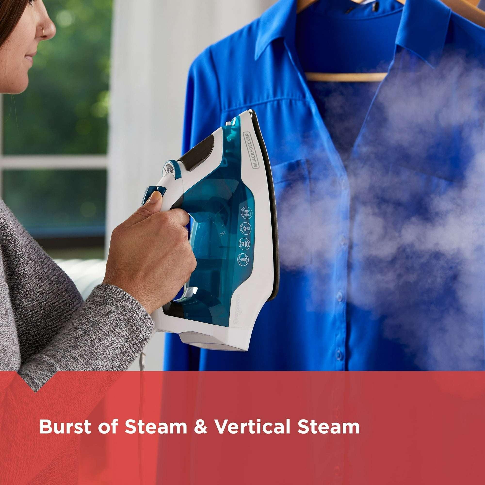 BLACK+DECKER Easy Steam Compact Iron, True-Glide Non-Stick Soleplate, Vertical Steam - USA MEGA SHOP