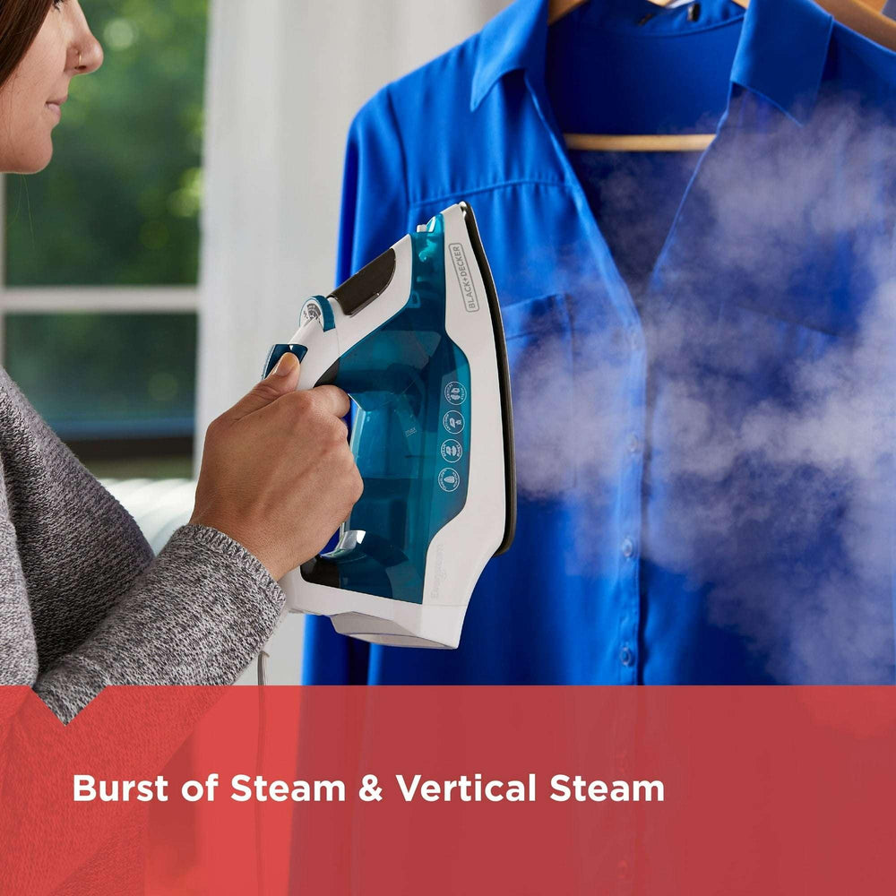 BLACK+DECKER Easy Steam Compact Iron, True-Glide Non-Stick Soleplate, Vertical Steam - USA MEGA SHOP