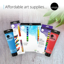 Sketching pencils set with assorted art supplies and Simply packaging tubes