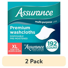 Assurance Disposable and Pre-Moistened Premium Extra Large Washcloths for Adults, 192 Count