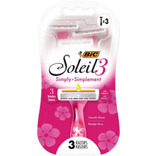 BIC Soleil 3 Simply disposable women’s razor with pink floral handle, 3 blades