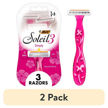 Disposable women’s razor set: pink handle, 3 blades, in blister pack