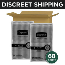 Depend incontinence underwear packs in discreet shipping box, XL TG, 68 count