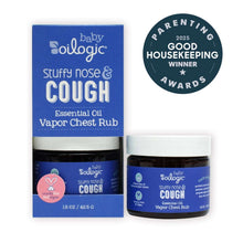 Oilogic Stuffy Nose & Cough vapor chest rub box and black jar, Good Housekeeping badge