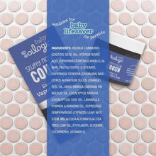 Oilogic vapor chest rub ingredients panel card and small product jars