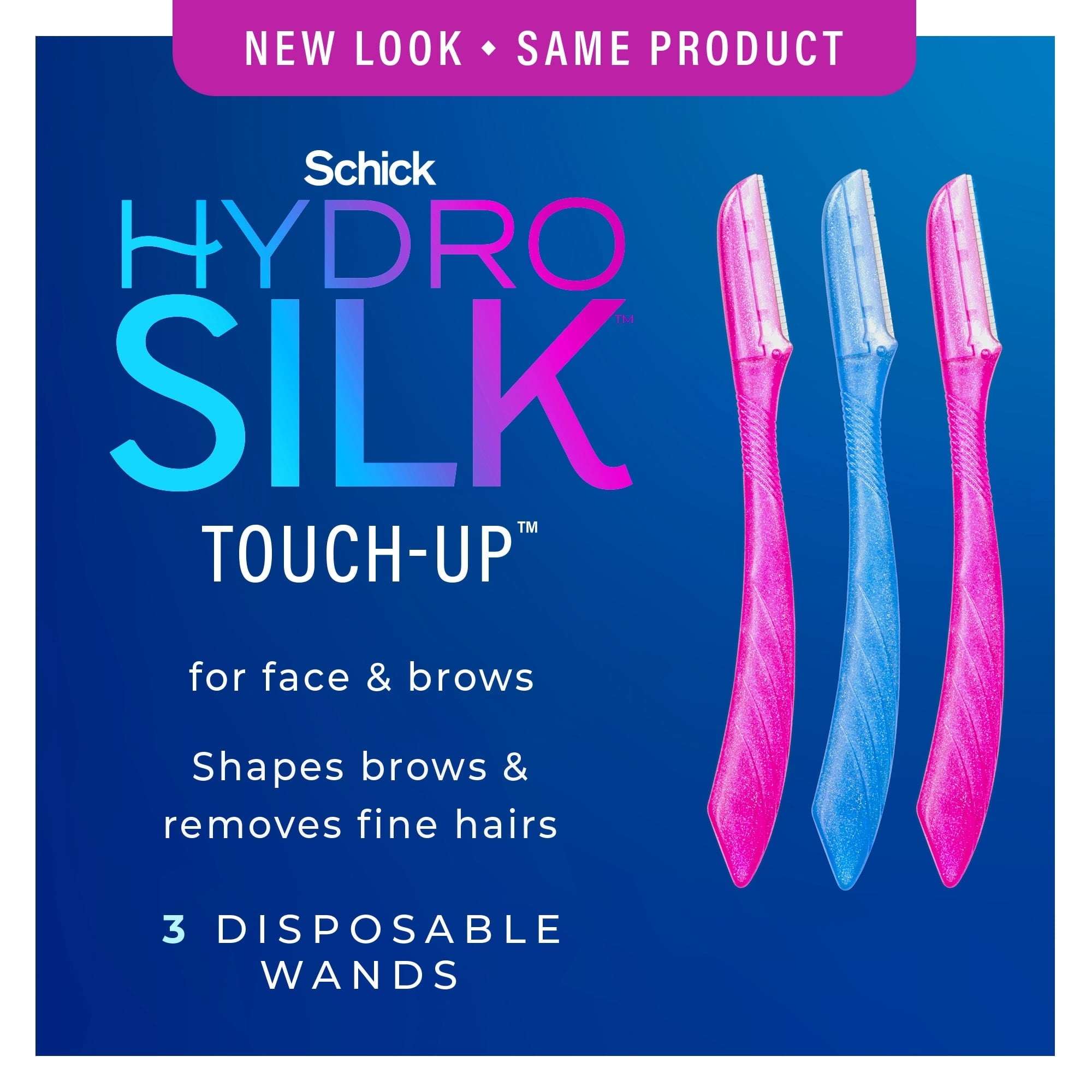 (Paquete de 2) Schick Hydro Silk Touch-up Depiladora manual para dermaplaning con cubierta de precisión, 3 unidades, Rasuradora facial para mujeres