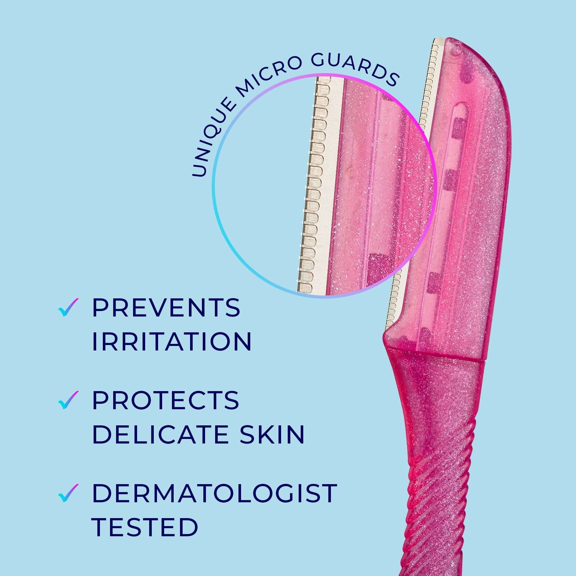 (Paquete de 2) Schick Hydro Silk Touch-up Depiladora manual para dermaplaning con cubierta de precisión, 3 unidades, Rasuradora facial para mujeres