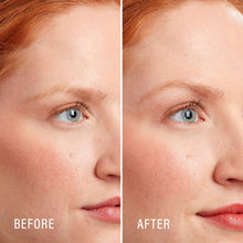 Before-and-after face view with brow dermaplaning razor, skin looks smoother