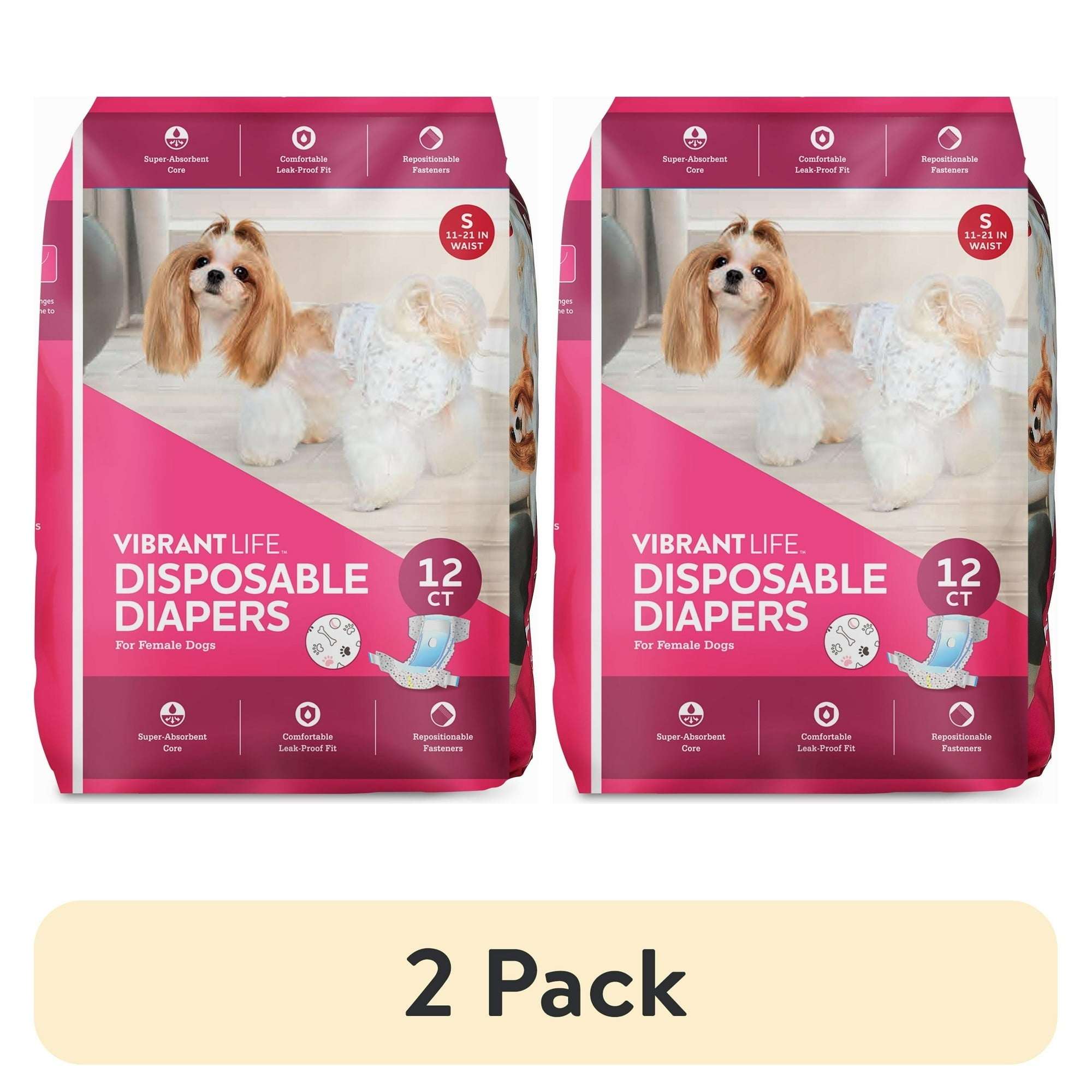 Vibrant Life Disposable Dog Diapers for Female Dogs, S, 12 Count