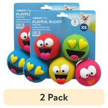 2-pack playful buddy dog toy set, extra small, 5 squeaky emoticon faces